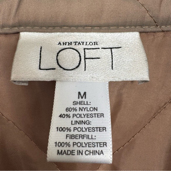Loft Ann Taylor Quilted Trench Coat Women Medium Tan Gold Belted Button Outdoor - Picture 7 of 10